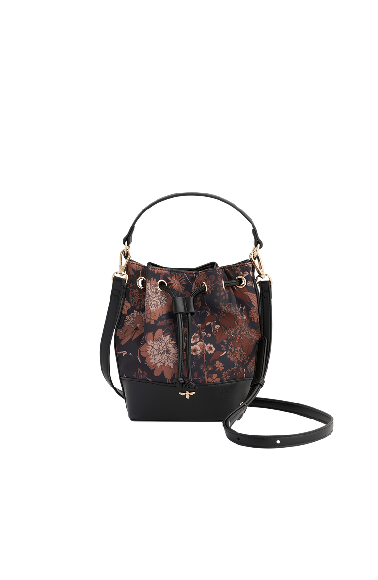 Fable England Deco Bloom Black Bucket Bag, Alternate, color, Black