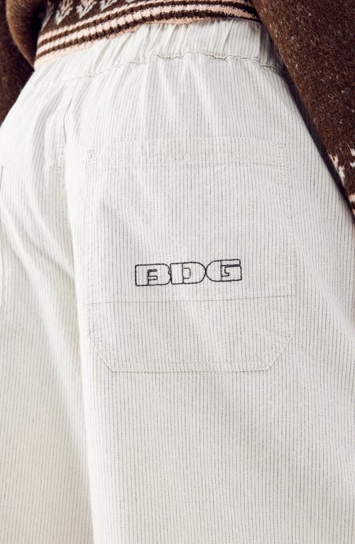 Bdg Urban Outfitters Carter Pinstripe Pull-on Low Rise Baggy Pants In Ecru