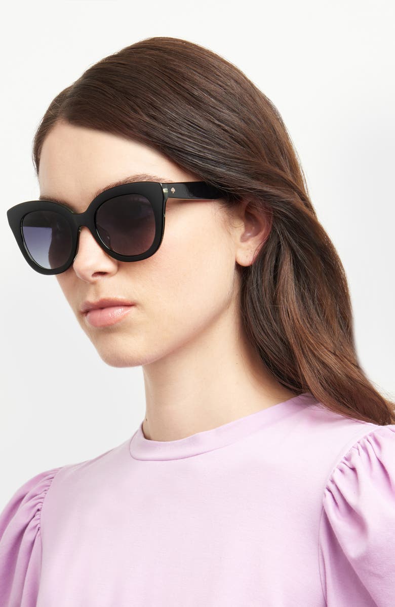 Kate Spade New York belhas 50mm square sunglasses, Alternate, color, Black