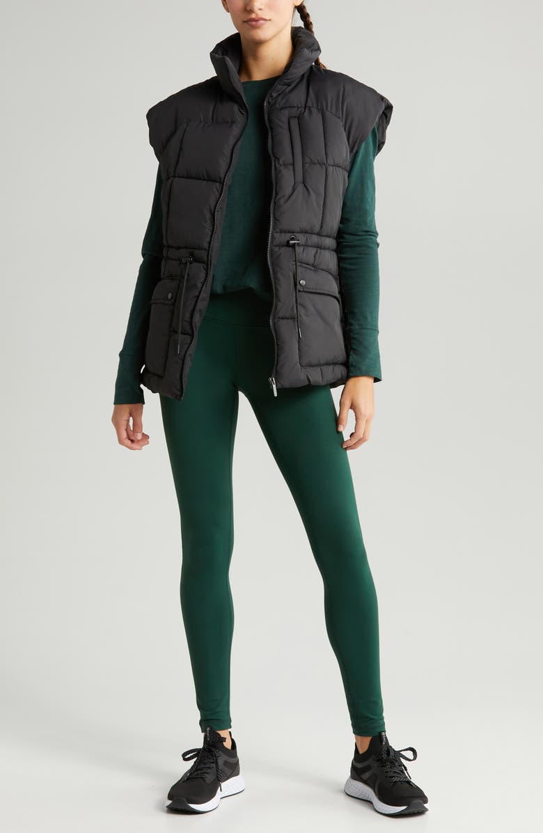 Zella Adjustable Drawcord Waist Puffer Vest, Alternate, color, 
