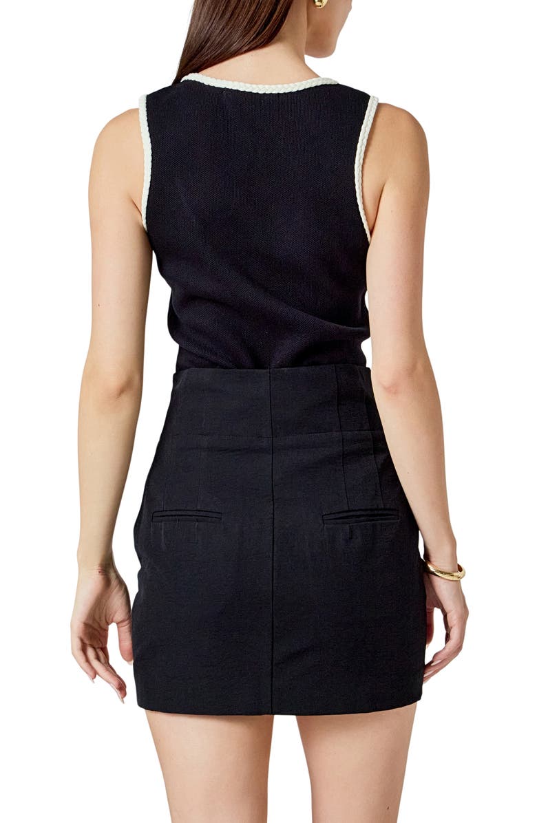 Endless Rose Braid Trim Knit Tank, Alternate, color, Black/ White