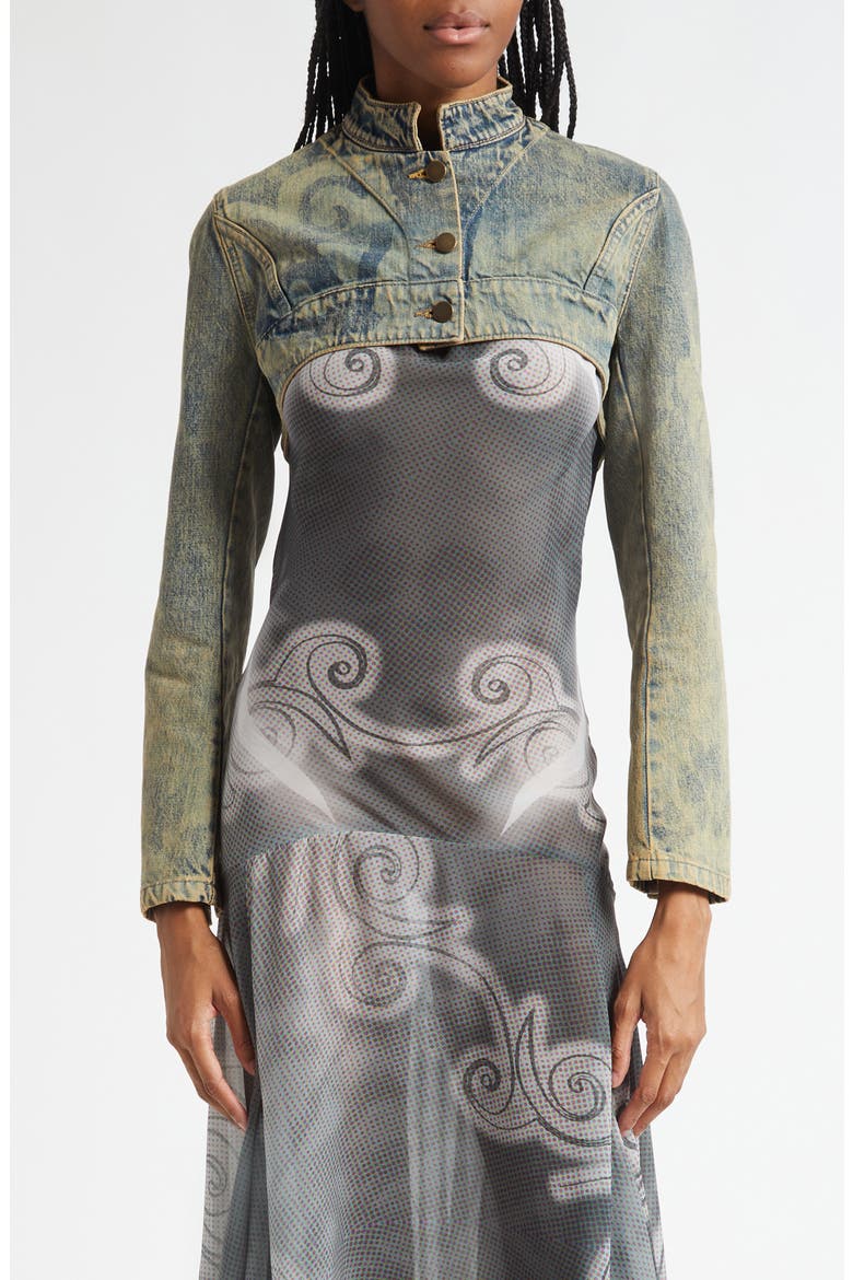 Denim Bolero Jacket, Main, color, SAND