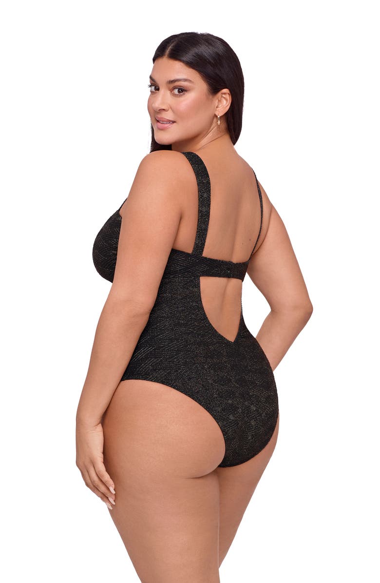 S3 Apparel Novelty Sweetheart U-Wire One Piece Swimsuit, Alternate, color, Onyx Black Basket Weave