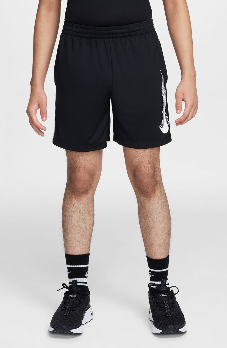 Nike Kids' Dri-FIT Mesh Athletic Shorts, Main, color, 010 Black/White