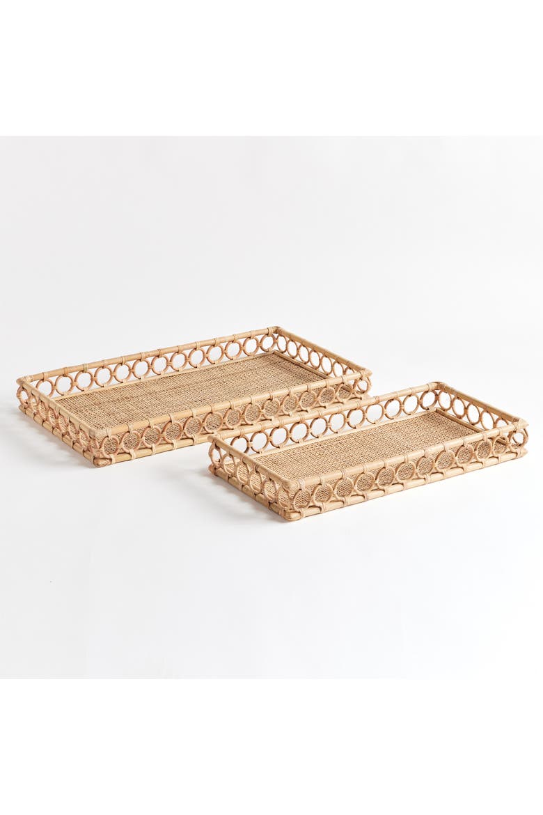 Ninette Rectangular Decorative Trays Set of 2, Alternate, color, Beige