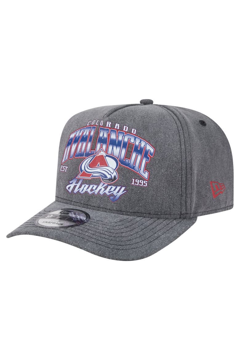 Men's New Era  Charcoal Colorado Avalanche Throwback Washed A-Frame Pre-Curved 9FIFTY Snapback Hat, Main, color, Charcoal