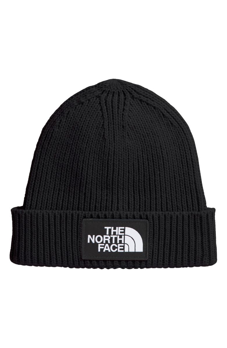The North Face Logo Box Cuffed Beanie, Main, color, Tnf Black