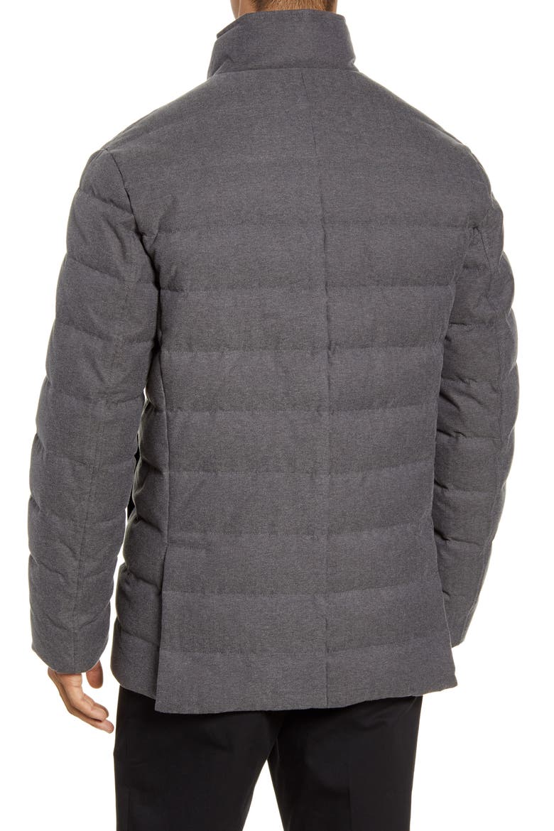 Stand Collar Quilted Down Coat with Inset Bib, Alternate, color, GREY