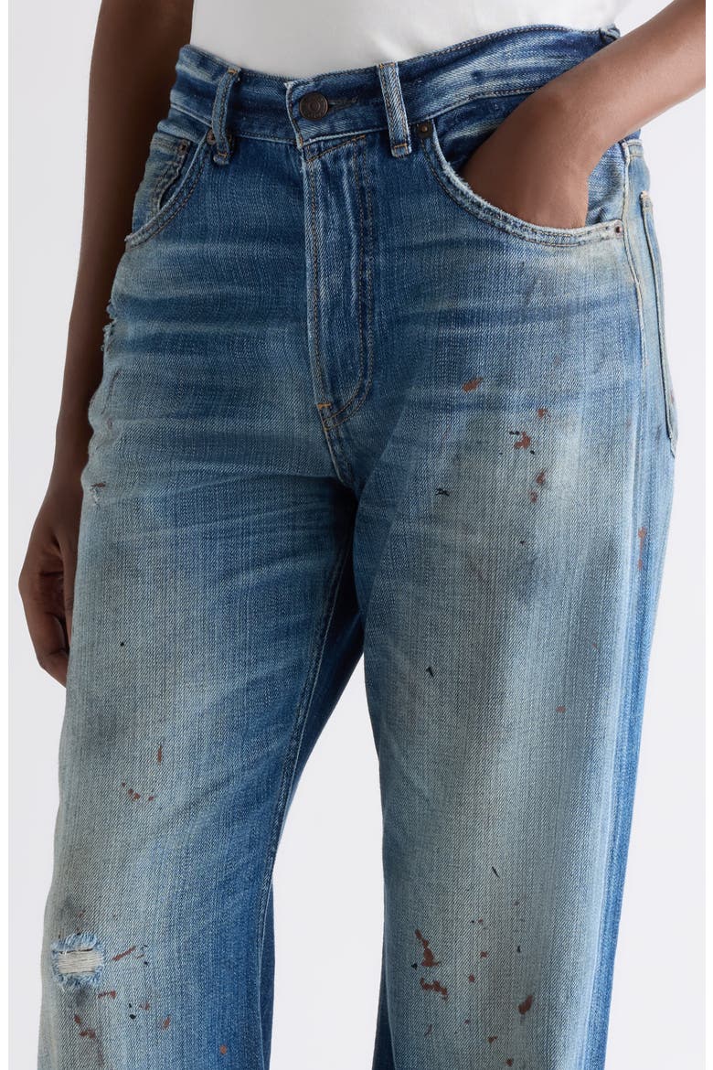 2021 Regular Fit Distressed Wide Leg Jeans, Alternate, color, MID BLUE