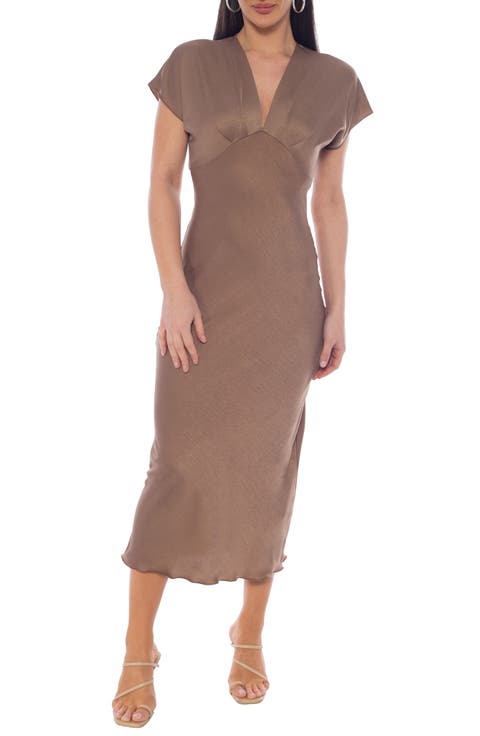 Crepe Satin V-Neck Maxi Dress