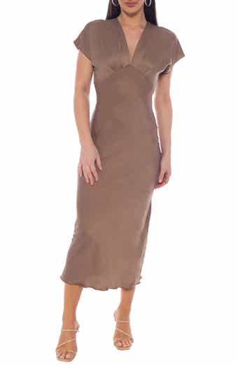 Crepe Satin V-Neck Maxi Dress
