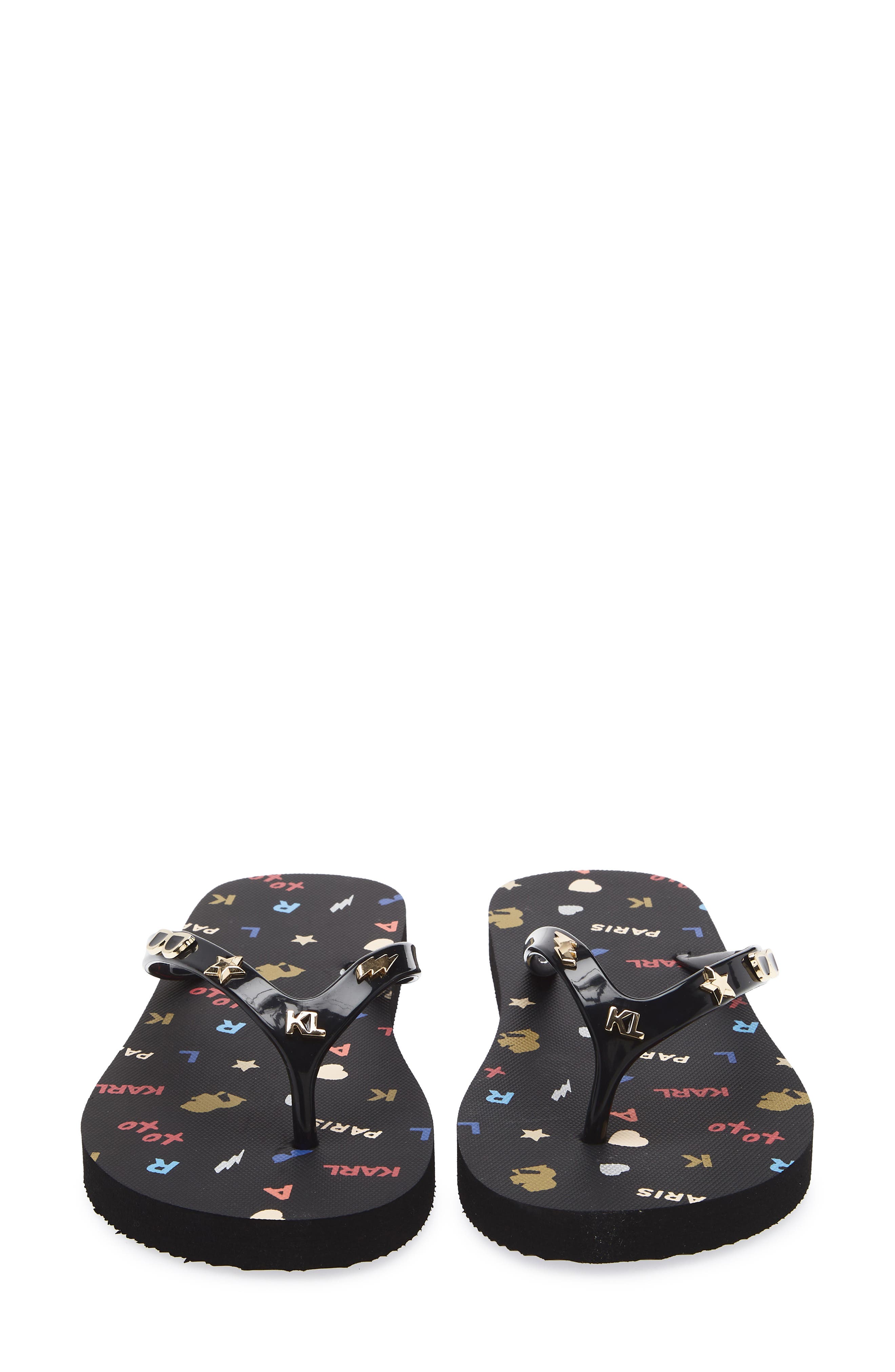 KARL LAGERFELD PARIS Zaid Flip Flop Sandal, Alternate, color, Black Multi