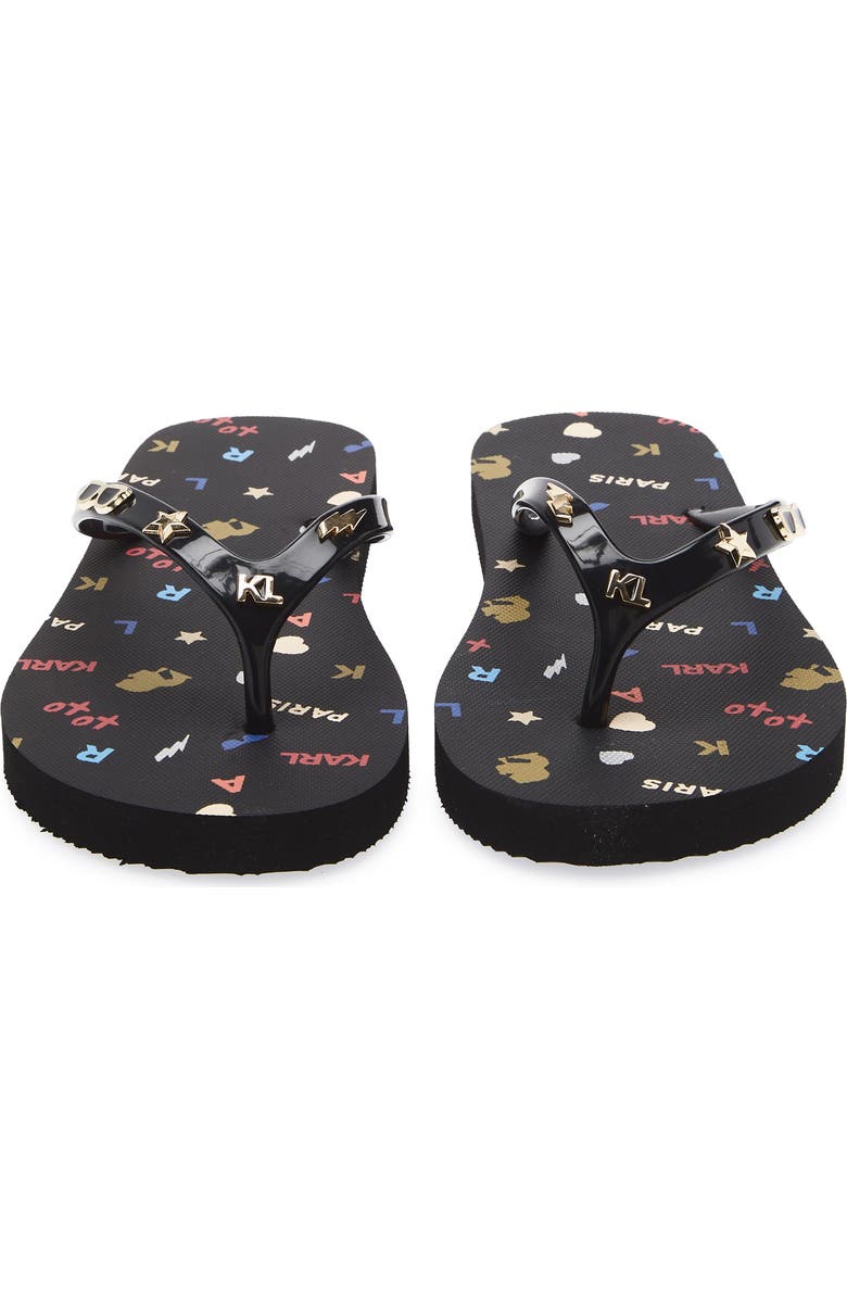 KARL LAGERFELD PARIS Zaid Flip Flop Sandal, Alternate, color, Black Multi