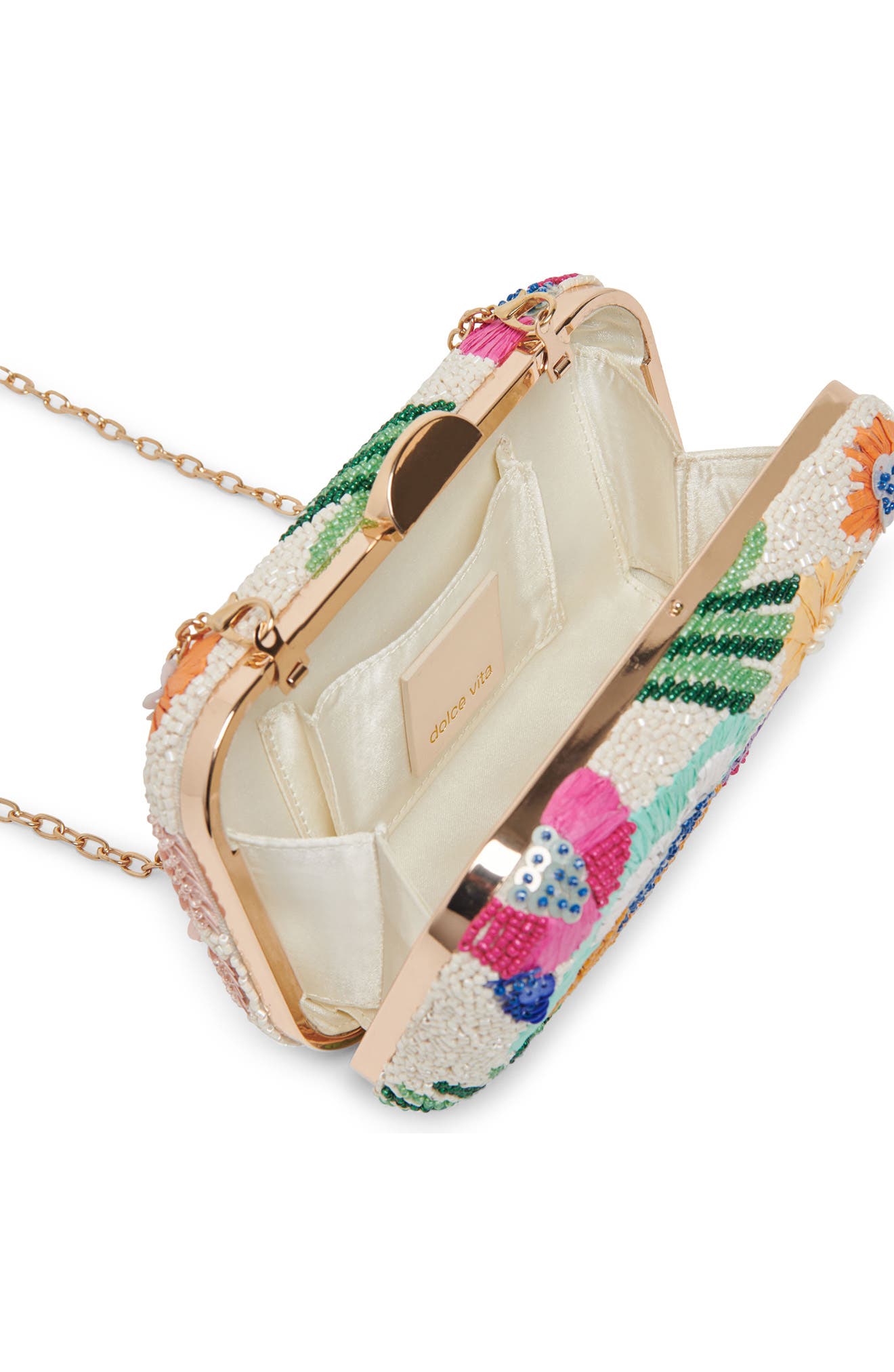 Dolce Vita Daisy Beaded Raffia Convertible Clutch, Alternate, color, 