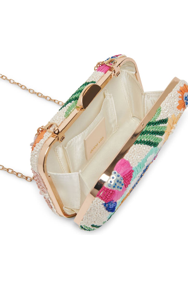 Dolce Vita Daisy Beaded Raffia Convertible Clutch, Alternate, color,