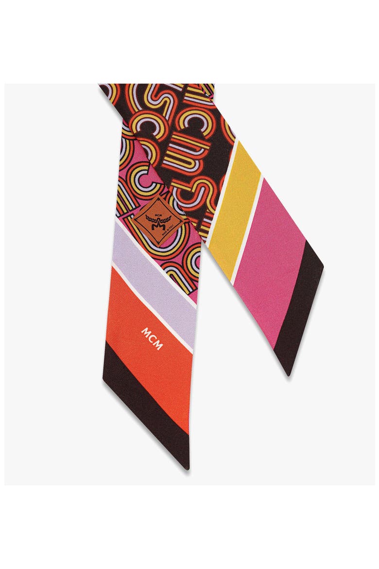 Disco Monogram Print Petite Scarf in Organic Silk, Alternate, color, Aw26 Sangria Sunset
