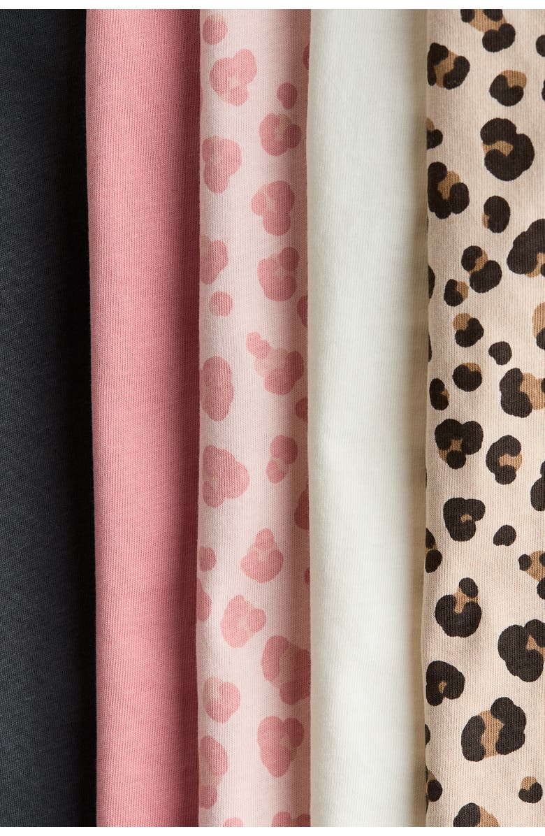 H&M 5-pack Flutter-sleeved Tops, Alternate, color, Light Beige/Leopard Print
