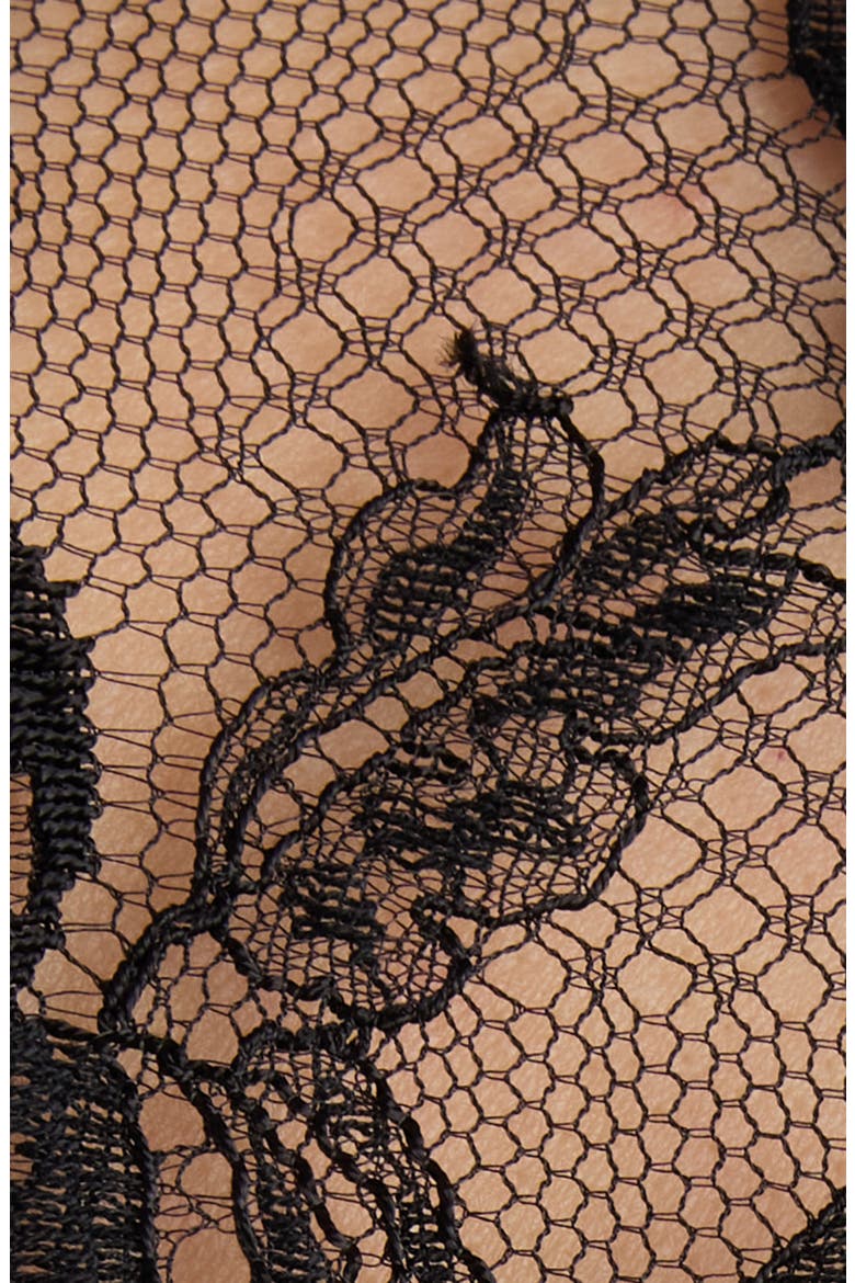 Silk Crepe de Chine Shirt with Lace Details, Alternate, color, BLACK