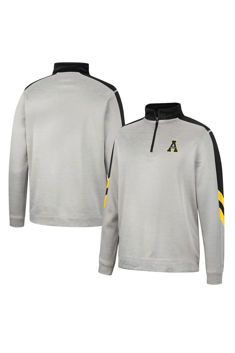 Men's Colosseum Gray/Black Appalachian State Mountaineers Bushwood Fleece Quarter-Zip Jacket, Main, color, Gray