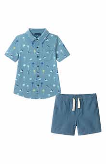 Andy & Evan Kids' Knit Button-Up Shirt & Shorts Set