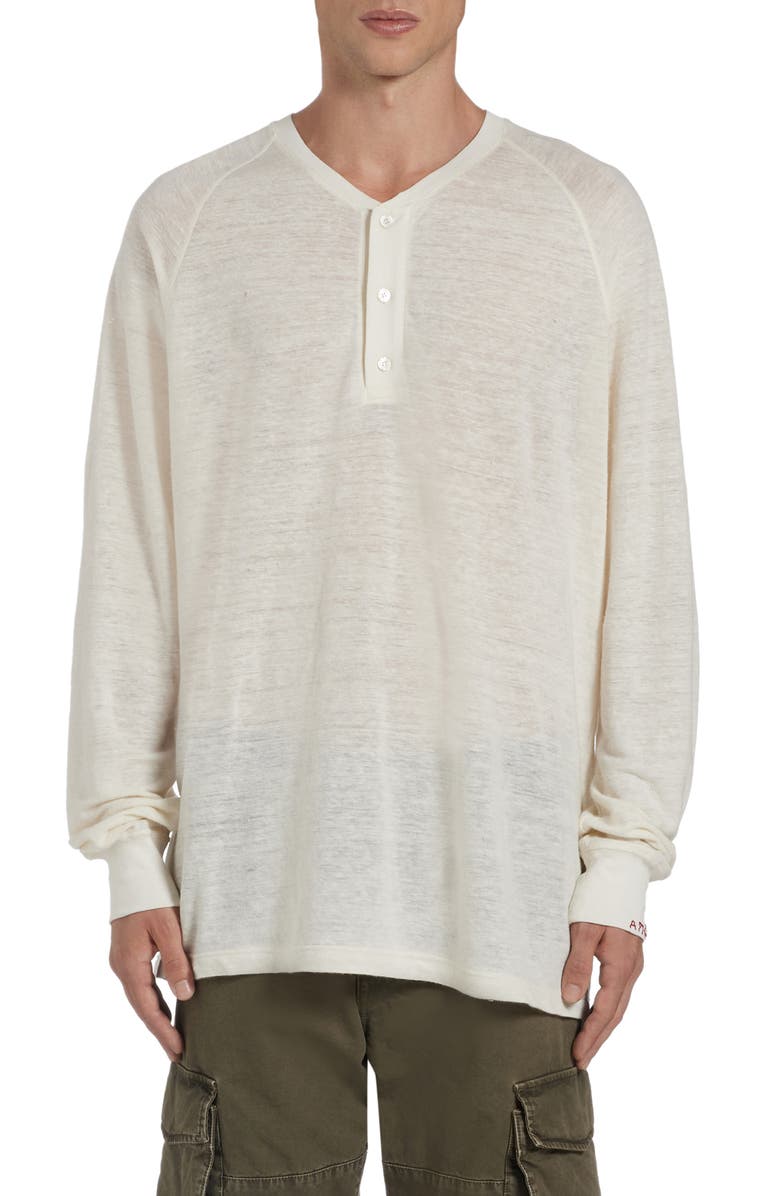 Golden Goose Journey Long Sleeve Linen Knit Henley, Main, color, Heritage White