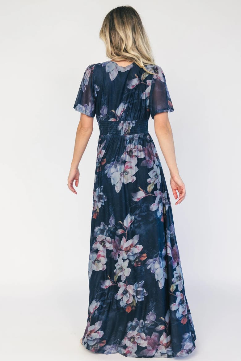 Arianne Mesh Maxi Dress, Alternate, color, Deep Blue Floral