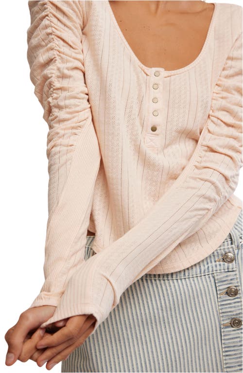 Free People Hope Henley Long Sleeve Shirt In Strawberry Float In Strawberry Float