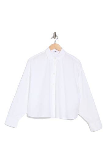 7 For All Mankind Classic Button Front Shirt In White