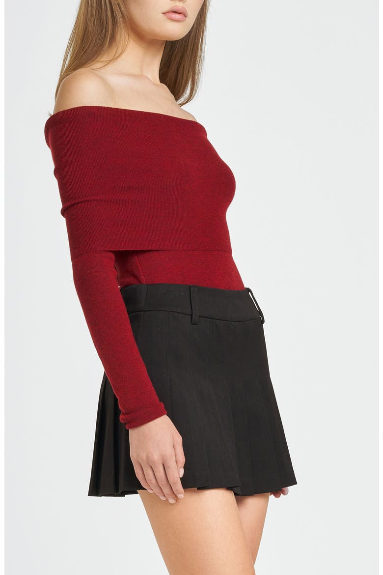 Sonia Off the Shoulder Rib Sweater, Alternate, color, BORDEAUX