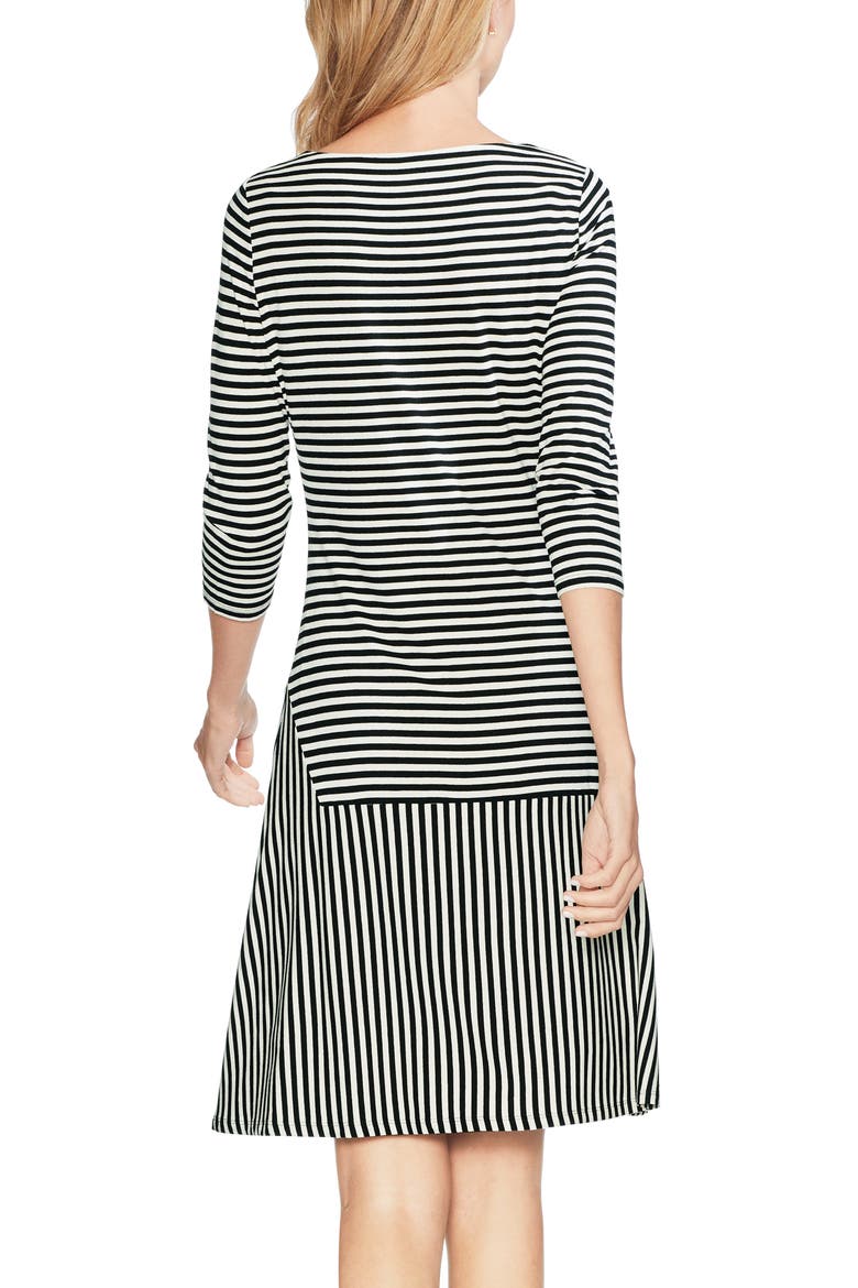 Stripe Drop Waist Dress, Alternate, color, RICH BLACK