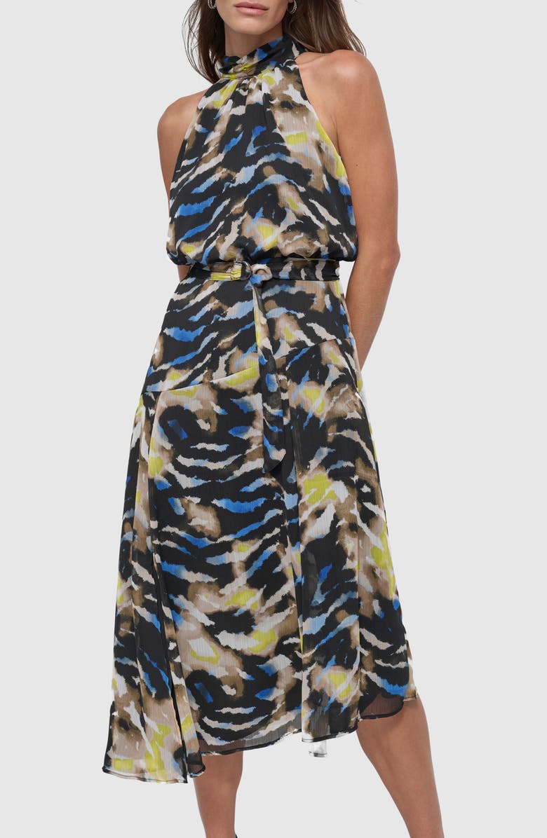 DKNY Mock Neck Chiffon Midi Dress, Alternate, color, 