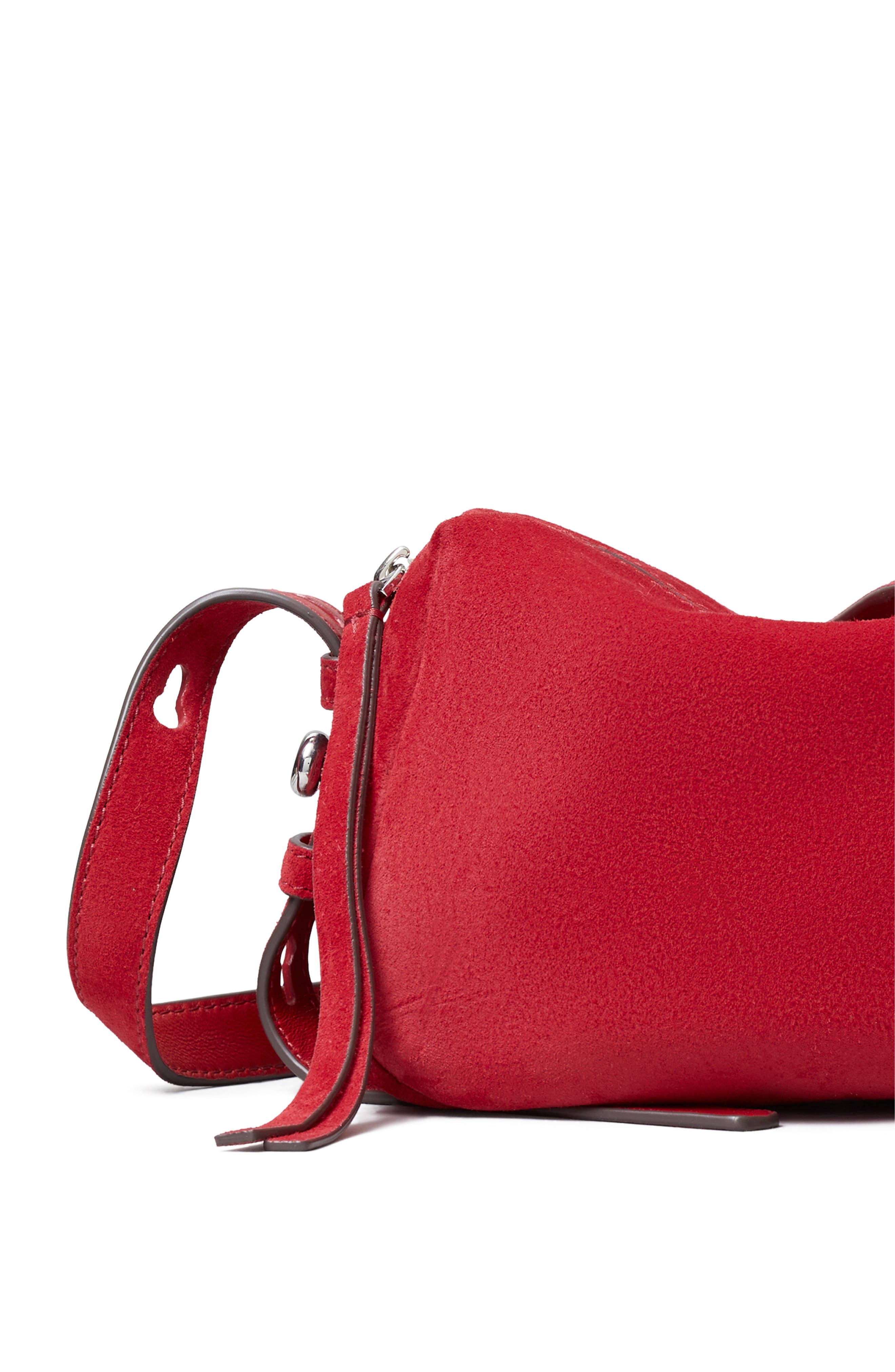 Romy Suede Leather Soft Crossbody Bag, Alternate, color, TOUCAN RED
