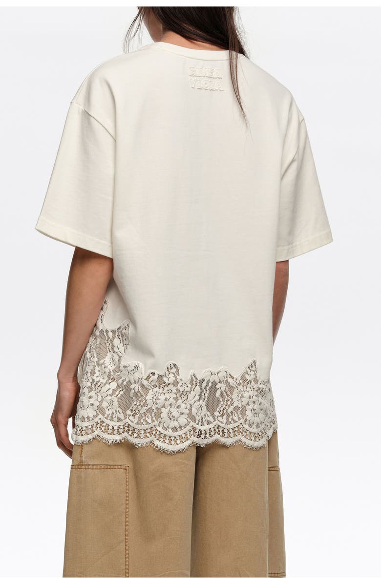 Bimba y Lola Oversize Lace T-Shirt, Alternate, color, Ivory