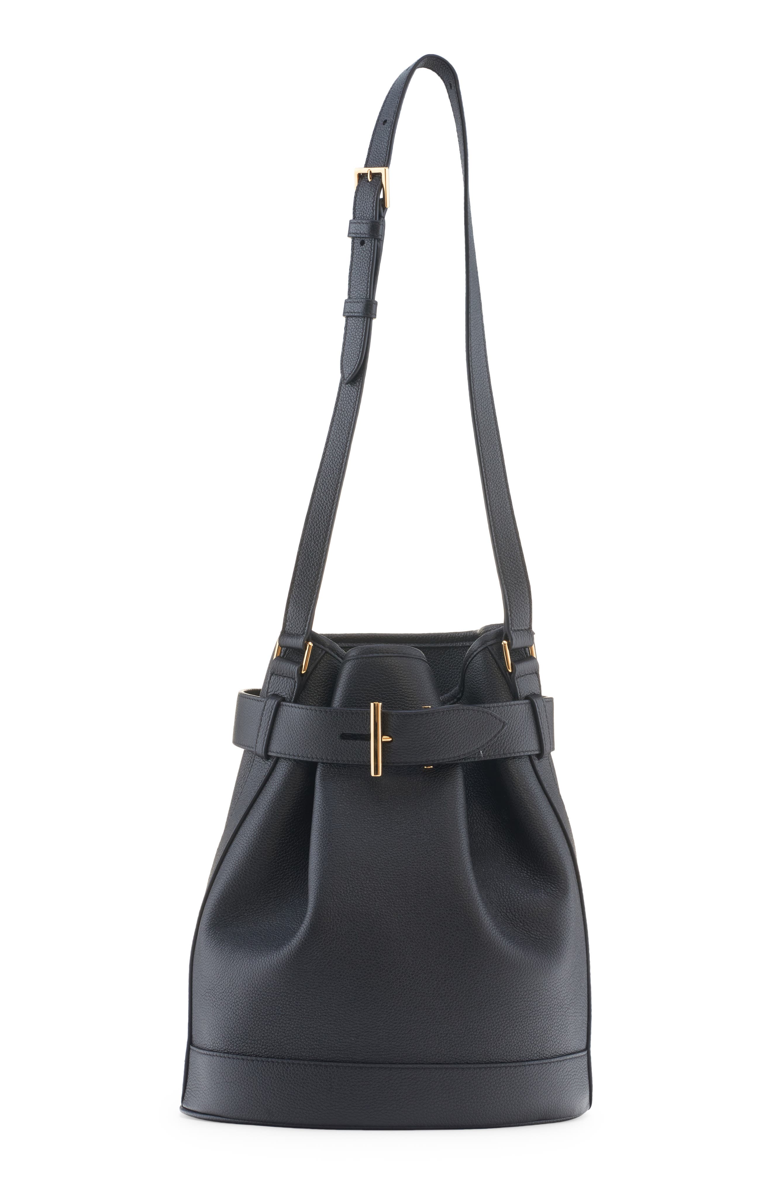 TOM FORD Medium Tara Leather Bucket Bag, Main, color, 
