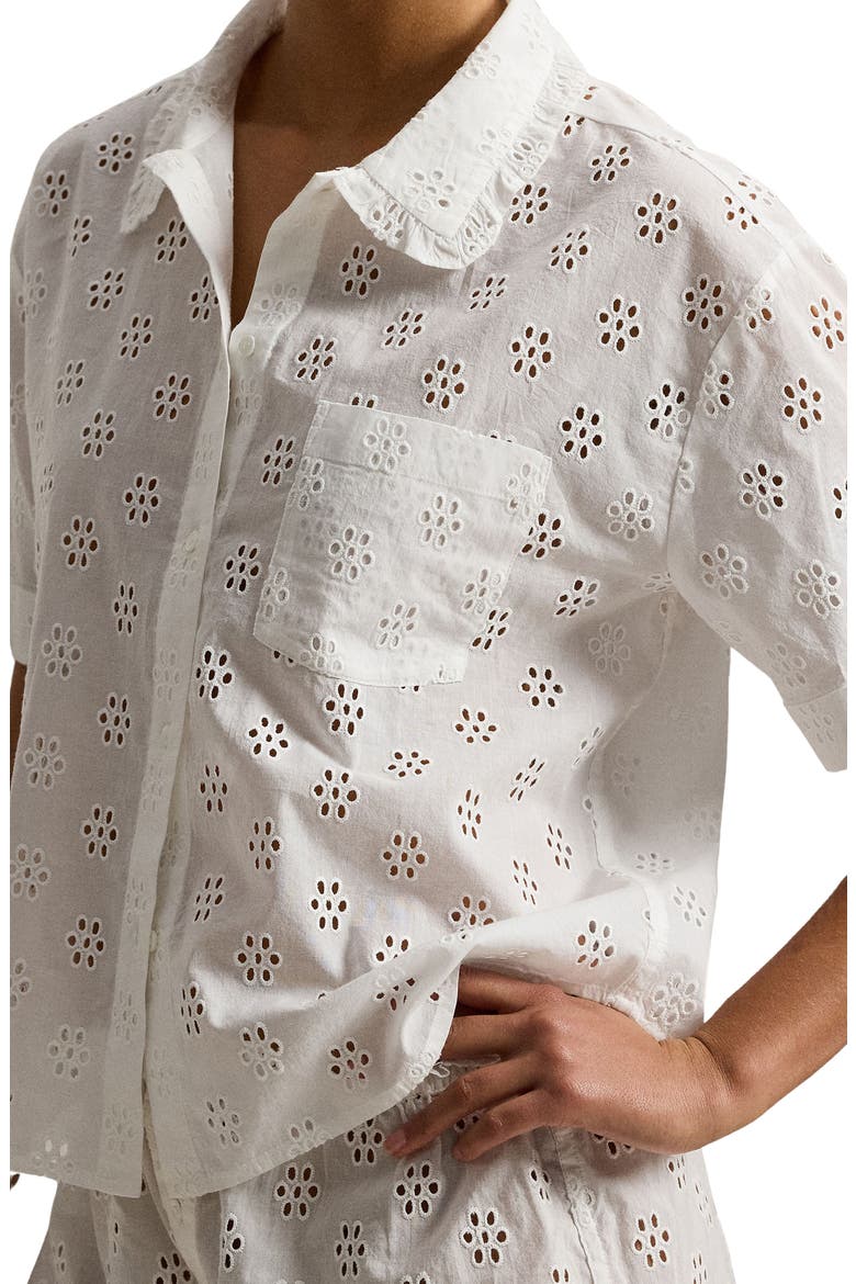 Cotton Eyelet Short Pajamas, Alternate, color, WHITE CLOUD