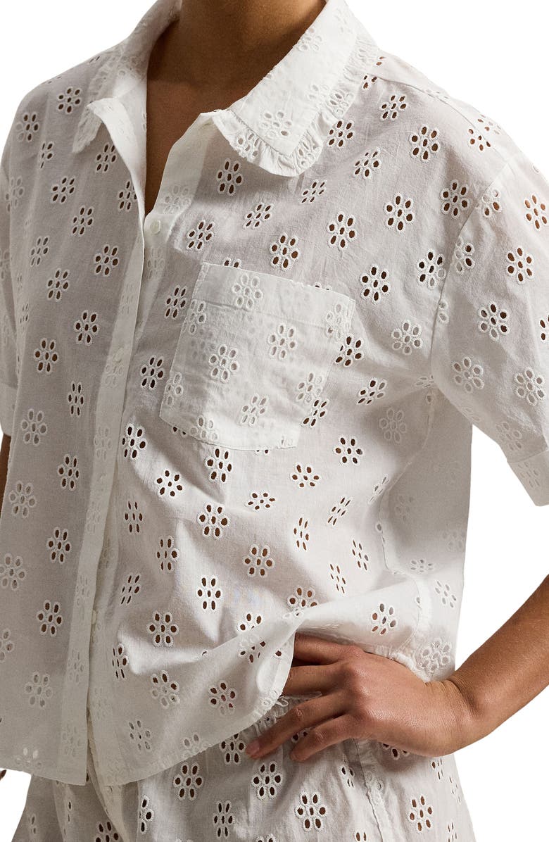 Polo Ralph Lauren Cotton Eyelet Short Pajamas, Alternate, color, White Cloud