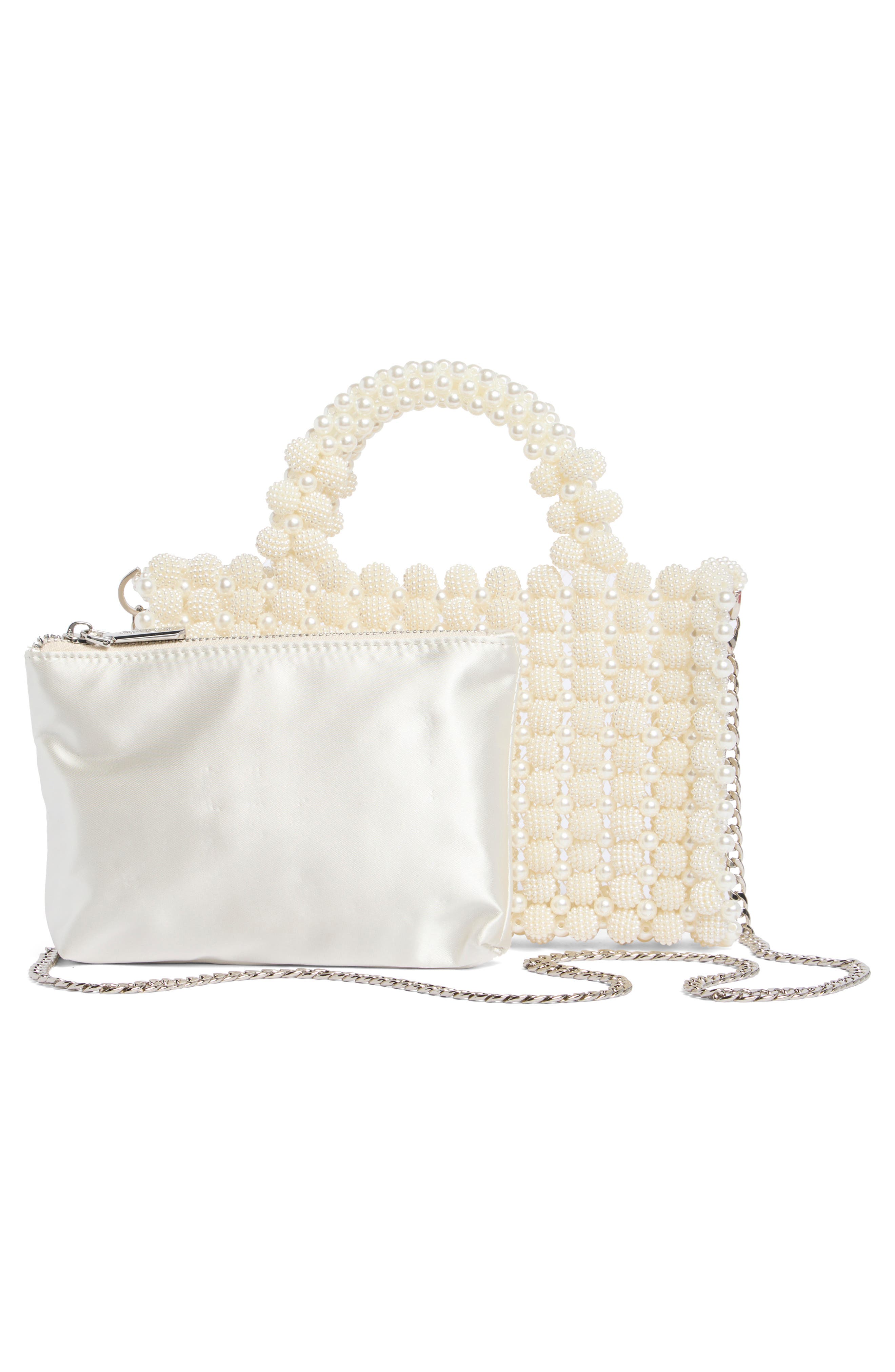 Sally Imitation Pearl Top Handle Bag, Alternate, color, IVORY