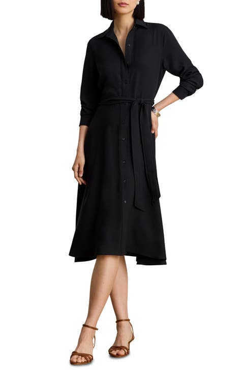 Belted Double Face Georgette Shirtdress