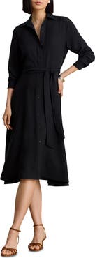 Lauren Ralph Lauren Belted Double Face Georgette Shirtdress