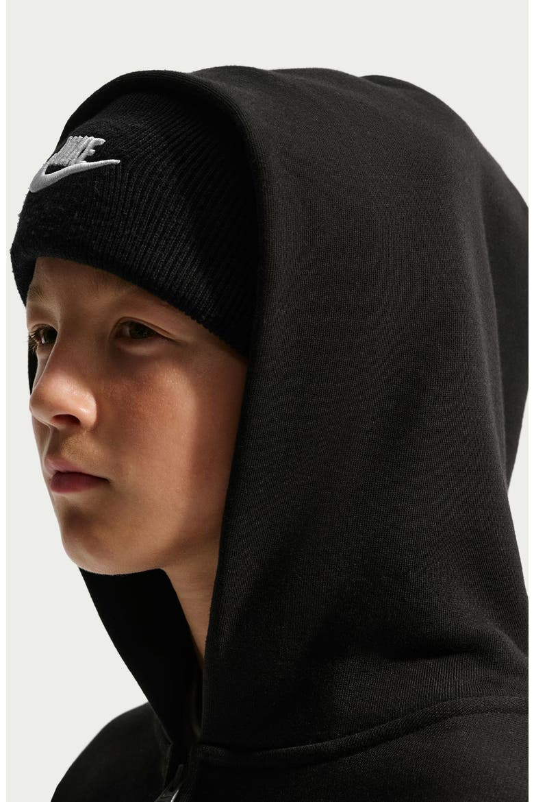 Kids' Solo Swoosh Full Zip Fleece Hoodie, Alternate, color, TOTAL BLACK/ SAIL