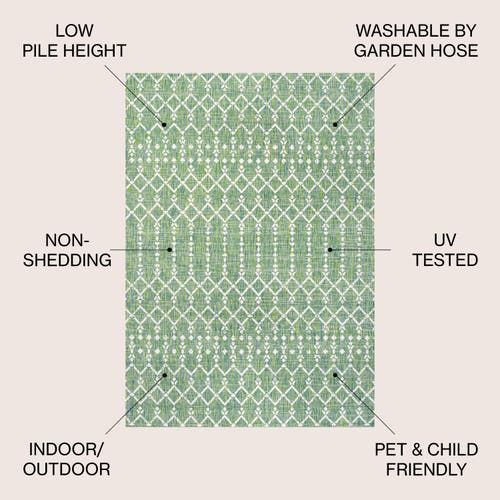 Jonathan Y Ourika Moroccan Geometric Textured Weave Indoor/outdoor Area Rug In Green/cream