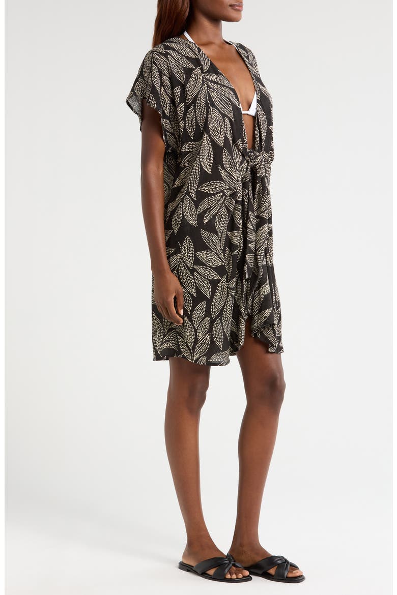 Tie Front Cover-Up, Alternate, color, BLACK CARTAGENA PRIN