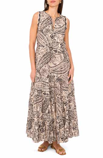 Vince Camuto Crochet Trim Sleeveless Tiered Cotton Maxi Dress