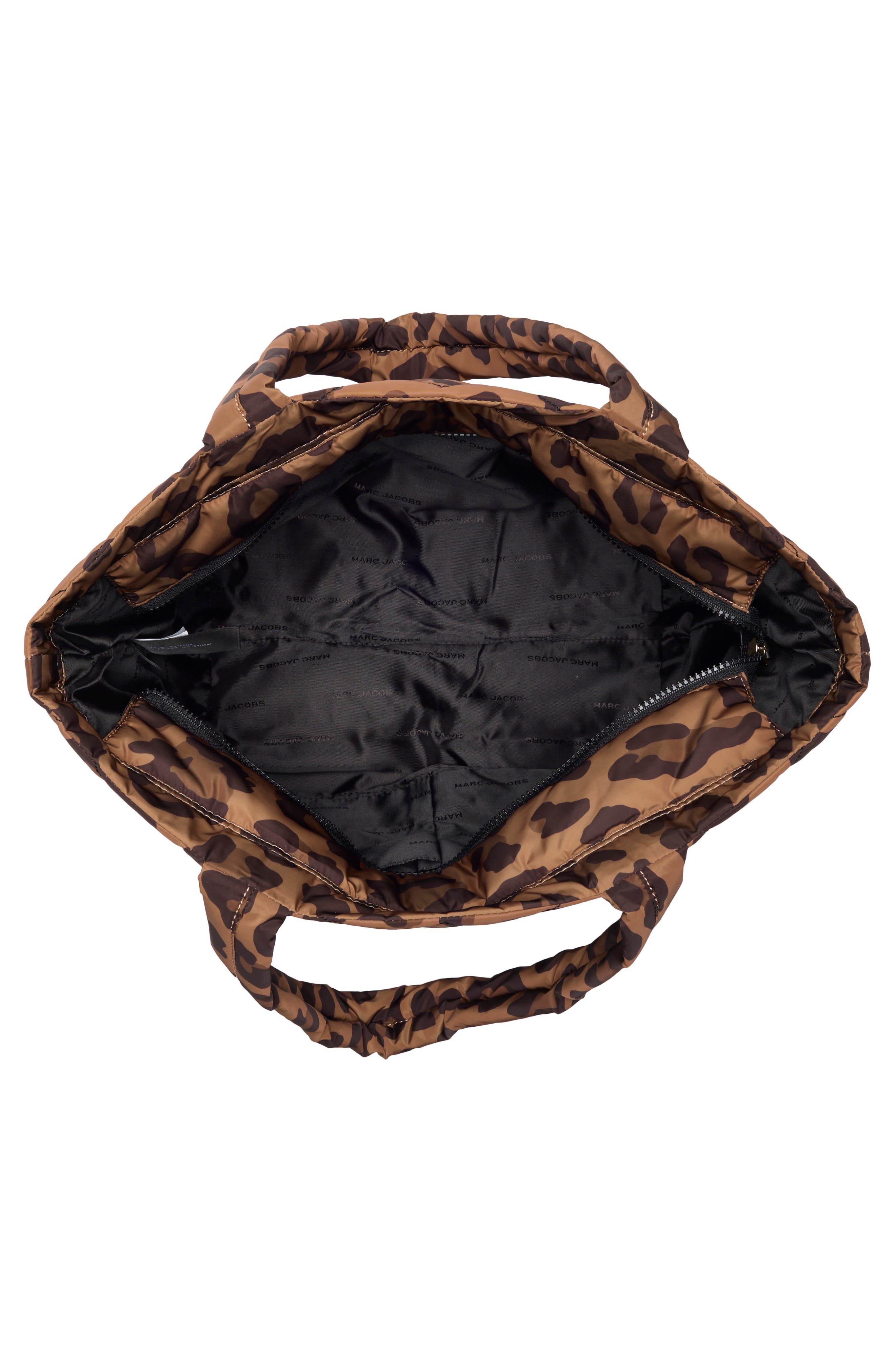 Leopard Print Quilted Nylon Tote