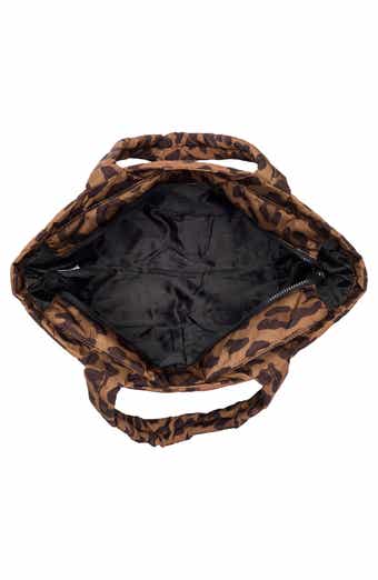 Leopard Print Quilted Nylon Tote