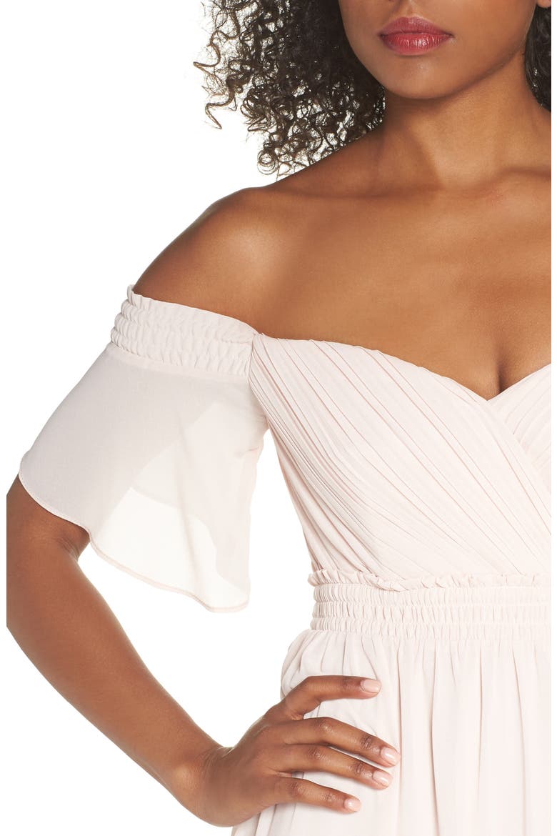 Freida Off the Shoulder Maxi Dress, Alternate, color, PEACH BLUSH