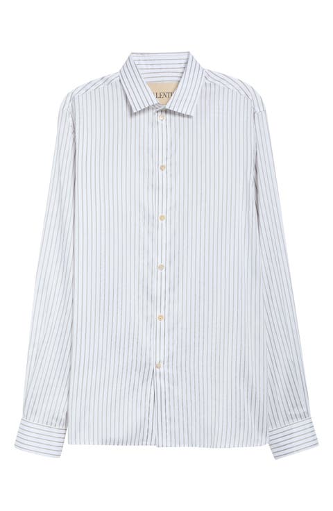 Stripe Cotton & Silk Button-Up Shirt