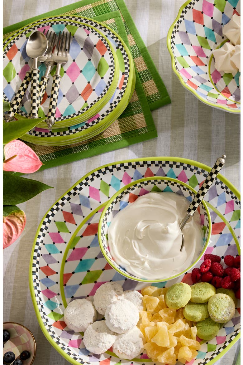 Palm Springs Set of 4 Melamine Dinner Plates, Alternate, color, WHITE MULTI