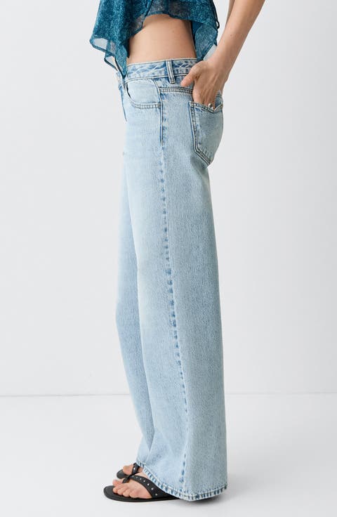 Mid Rise Straight Leg Jeans