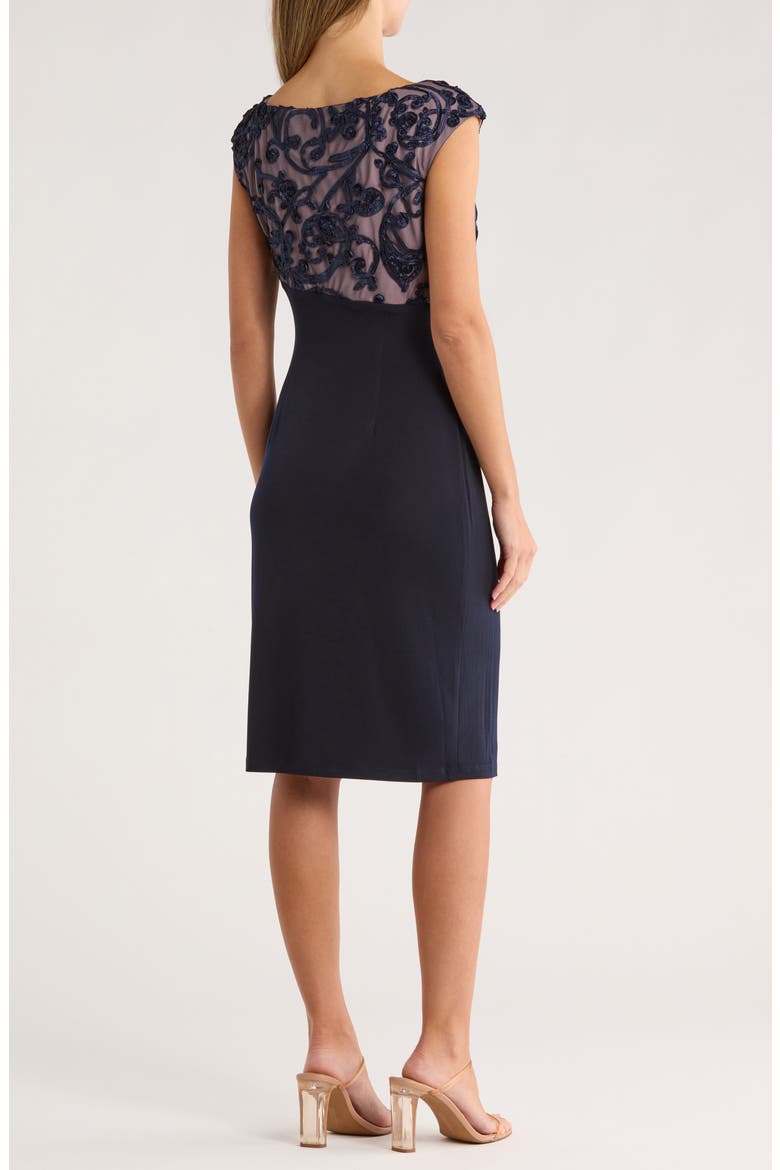 Soutache Bodice Cocktail Dress, Alternate, color, NAVY/MAUVE